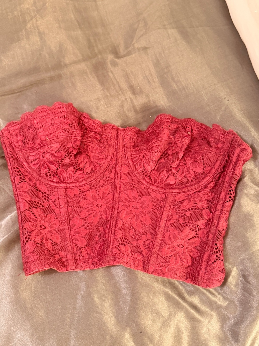 Burgundy Lace Bustier Corset Crop Top